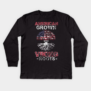 Vintage American Grown With Viking Roots Norse Kids Long Sleeve T-Shirt